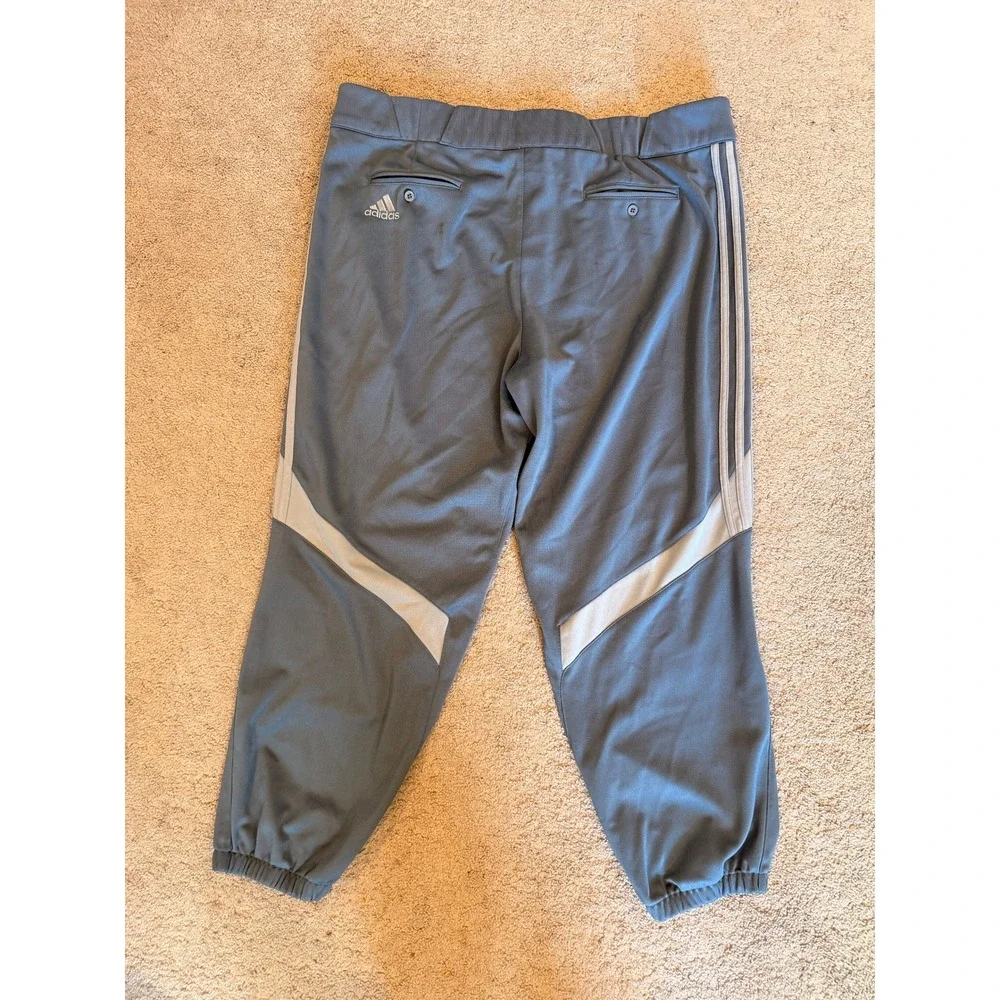 Adidas‎ Climalite Mens Gray Baseball Pants 3XL Athletic Performance Side Stripe